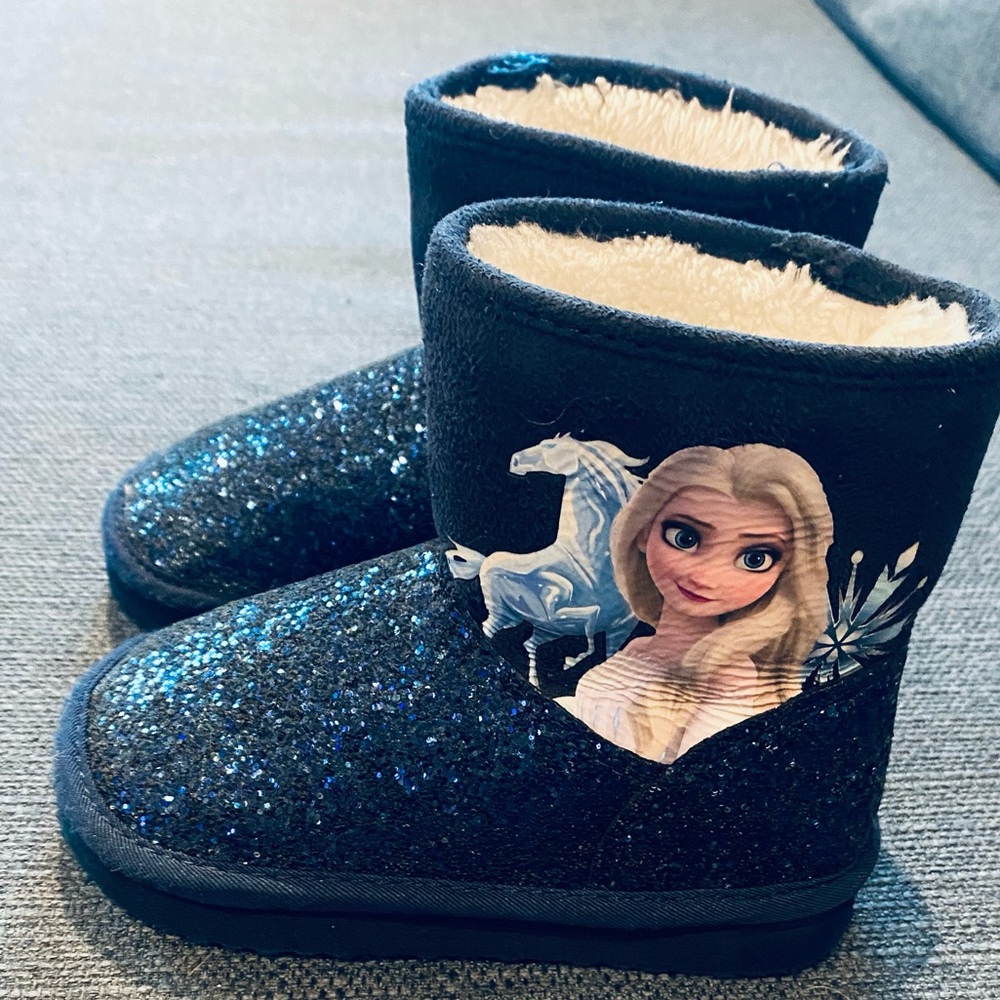 Disney Frozen II Navy Blue Glitter Winter Boots